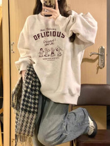 American Pure Cotton round Neck Sweatshirt Girl Older Kids Spring & Fall Thin Junior High School Students Loose All-Matching Long Sleeve Top