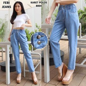 Boyfriend Jeans Pinggang Karet 27-34