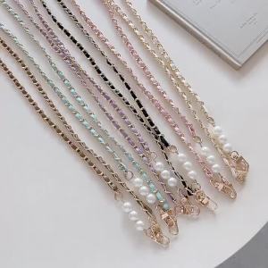 Dây Đeo Điện Thoại Di Động Bằng Da Ngọc Trai Nữ Dây Đeo Chéo Dài Chống Mất Dây Đeo Vai Với Mặt Dây Kim Loại Phong Cách Thời Trang Giản Dị