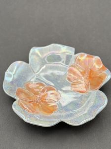 Creative Handmade Embossed Flower Pattern Dish Salad Western Dinner Plate Ceramic Japanese Style Home Fruit Serving Plate