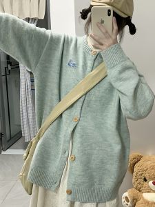 เสื้อคาร์ดิแกนถักสไตล์เกาหลีหวานๆ สำหรับผู้หญิง ฤดูใบไม้ร่วง 2025 ใหม่ น่ารัก หลวมๆ ลำลอง เสื้อถัก แขนยาว ปกติ