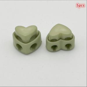 5Pcs Heart Shape Plastic Cord Locks Double Hole Spring Toggle Anti‑Slip Garment Stoppers Clothing Fastener Accessories