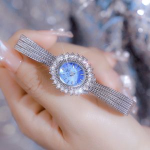 BS Bee Sister 1845นาฬิกาแฟชั่นผู้หญิงราคาพิเศษสแตนเลสสายเหล็กวงรีปฏิทินผู้หญิงนาฬิกาควอตซ์กันน้ำสง่างาม Rhinestone นาฬิกานางเงือกสีฟ้าดอกไม้นาฬิกาสำหรับผู้หญิงของขวัญสำหรับผู้หญิง