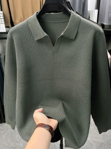 เสื้อสเวตเตอร์ผู้ชาย คอวี สีพื้น ผ้าเนื้อนุ่ม แบรนด์ระดับไฮเอนด์ แฟชั่นหนา อุ่น ปกเสื้อถัก สำหรับฤดูใบไม้ร่วงและฤดูหนาว