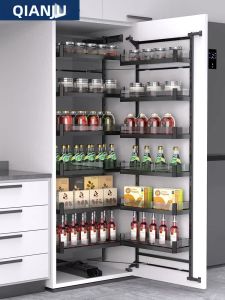 QIANJU | Deep Snack and Spice Storage Basket for Kitchen Cabinet with Damping and Multi-layer Organization