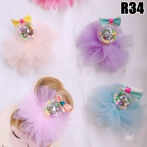 [SG] [With Light] Tutu Pom Pom Skirt Party Alligator Clip Children Hair Clip Accessories Ready Stock