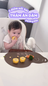 Thảm Lót Bàn Ăn Dặm Silicone Jumysie Cho Bé - Chống Trượt Chống Thấm Có Máng Hứng An Toàn