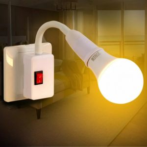 【Free Shipping】E27 In-Line LED Light Plug Socket Light Belt Switch 360° Rotatable Lamp Holder LED Universal Plug Smart Socket Room Lamp Holder