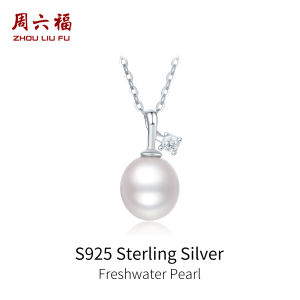 ZHOU LIU FU 周六福 S925 Sterling Silver Freshwater Pearl Necklace Classic Design Minimalist Elegant Jewelry for Women X0614484 X0614485