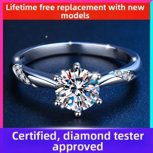KAFANDENG | Moissanite D Color 6 Prong Engagement & Wedding Ring Pair 1 Carat