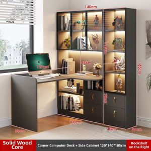 PAMEDI | Corner Multi-functional Computer Desk and Bookshelf