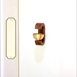Japanese Style Self-Adhesive Wood Doorbell Magnetic Brass Home Door Wooden Wind Chimes Decor