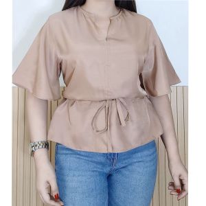 CALESHA| Thalia Blouse Elegant Silk Cotton Top  Perfect for casual days office wear brunch with friends date nights or even semi-formal events! Flowy sleeves + waist tie design  chic comfort that fits Medium to Large  Womenswear