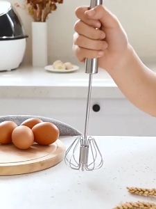 Stainless Steel Semi-Automatic Whisk Versatile Hand Push Mixer Stirrer Tool for Cooking Kitchen Home Egg Milk