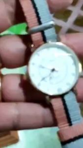 DRJ183 Jam Tangan Fashion Wanita Canvas Dua Warna Stainless Steel Watch Kanvas JHUI