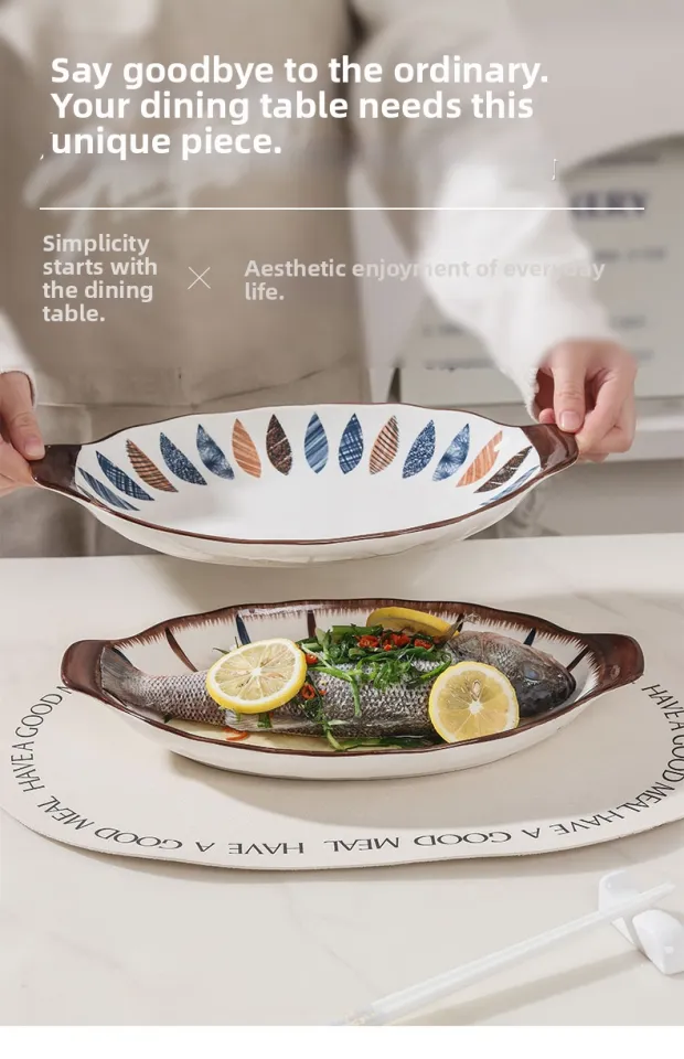 GOIF | New Home Use Steaming Japanese Large Fish Plate | Lazada