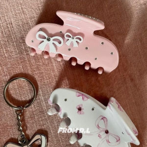 Pink Butterfly Knot Hair Clip Heavy Embellished Diamond Elegant New Style Fashionable Hair Accessories Fresh out Fresh Feeling