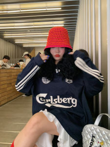 Áo Nỉ Cổ Tròn Dáng Rộng Phong Cách Mỹ Dành Cho Nữ Mùa Xuân Thu Dài Vừa Phải Tay Dài Cotton 100% in Chữ Thường Ngày