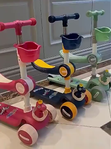 Kids Scooter Toy Scooter Foldable Adjustable Height With Wheel LED Light & Music Outdoor Sport Scooter skuter滑板车