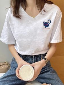 Short Sleeve V-Neck Thin Casual Loose Fashion Print T-Shirt