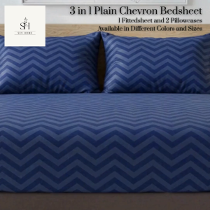 SevHome 3 in 1 Hotel Quality Chevron Zigzag Bedding Set Bedsheet Garterized Bed Sheet 1 Fitted Sheet cover 2 Pillow Case Size Single Double Queen King