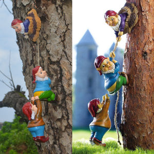 3pcs/set Climbing Gnomes Tree Hugger Figurines Miniature Fairy Tree Climbing Tree Hugger Gnome Tree Decoration