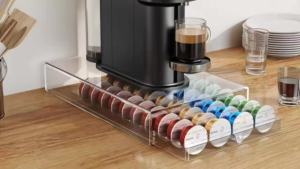 40Pcs Coffee Capsule Pod Holder Nespresso Vertuoline Dolce Capsules Storage Rack Verismo Vertuo Organizer Transparent Drawer