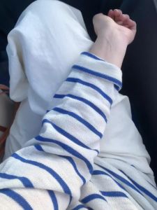 Spring Autumn Salt System Casual Loose Womens Long Sleeve Knitted Stripe T-Shirt Summer Anti-UV Top Slimming Effect