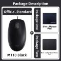 Logitech | Logitech M110 Wired Mouse Silent Office Notebook Desktop Computer USB Full Size Two-Handed Mouse M111 for Business Use. 