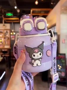 Sanrio Mymelody Kuromi Cinnamoroll Pochacco Pompom Purin 620ML Thermos Cup Coffee Mug Insulated Water Bottle Travel Stainless Steel Car Double Drinking Kettle birthday gift