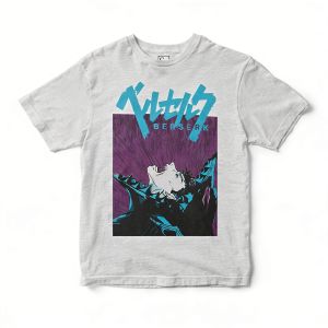 Bandai | Mens Berserk Anime Black T Shirt Guts Manga Graphic Cotton Tee Streetwear Fashion for Daily Casual Otaku Cosplay Campus Home