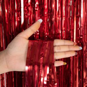 Metallic Tinsel Foil Fringe Curtain Sparkling Glitter Finish Multi Color Options for Masquerade Dance Party Decoration