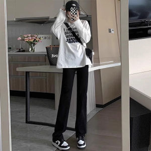 Slim Straight Black Denim Jeans Women High Waist Slimming Pear Body Shape Smoke Tube Pants Wide Leg Pants Autumn New Arrival