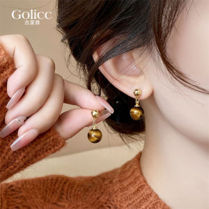 Retro Beauty Mermaid Tiger Eye Stone Earrings Womens Luxury Sensation Elegance New Unique Exquisite Ear Jewelry