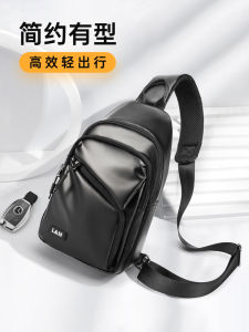 Mens Crossbody Chest Bag Casual Fashion Commuting Waterproof Sports Sling Leather Surface Small Backpack Oxford Cloth Material