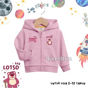 Jaket Hoodie Model Zipper Anak Perempuan Usia 2-12 Tahun Karakter Lotso Best Seller