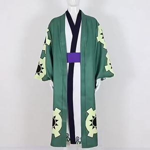 One Piece Wano Country Anime Roronoa Zoro Cosplay Costume Full Set Adult Men Kimono Halloween Clothing Suit