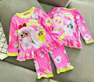 11-43kg Đồ bộ bé gái tay dài quần dài thun lạnh in hoạt hình siêu cưng