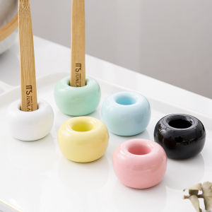 Japanese Style Ceramic Toothbrush Holder Bathroom Sanitary Multi-Functional Toothbrush Stand Fashionable Dental Accessories Organizer