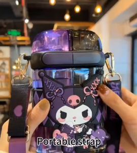 680ML Sanrio Melody Mug Cute Straw Mug Split Double Drinking Mug Kuromi Water Bottle Transparent Drinkware Cup Travel Chil Botol air