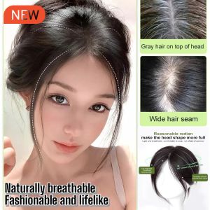 Partial bangs hair piece Stylish Wig with Center Parted Wig Bangs cover white and fluffy hair for Concealing Thinning Hair and Adding Volume