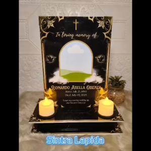 Sintra Lapida Personalized Memorial Photo on Sintra Board with 2 LED battery operated Candles