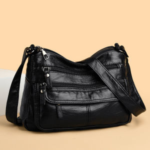 Middle-Aged Womens Soft Leather Single Shoulder Slant Cross Bag New 2025 Fashion Mom Bag Daily Use Square Shape PU Strap