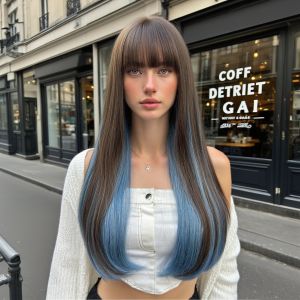 [Elegant Straight Wig] 24 Inch Womens High Density Synthetic Hair with Bangs Elegant Long Straight Multi-Color Wig | Matte Fini