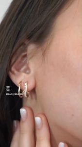 Grace Fine Jewelry ต่างหูห่วงทองแท้ 9K Rectangle Big size