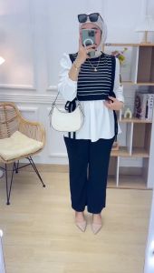 Setcel Wanita Kaos Knit Rajut Import Terlaris Termurah COD