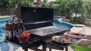 Barbecue grill portable outdoor BBQ double-sided table stainless steel grill multifunctional wheeled grill roasted chicken grill