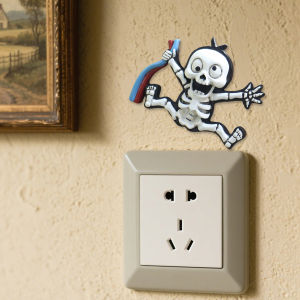 1 electric shock warning skull statue sticker Halloween decoration electric shock skull warning handmade resin crafts