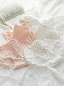 5-Pack Pure ผ้าฝ้าย ระบายอากาศได้ดี ผู้หญิง สามเหลี่ยม กางเกงขาสั้น น่ารัก ชุดชั้นในเอวกลางต้านเชื้อแบคทีเรียกางเกงชั้นในที่สะดวกสบาย