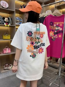 Korean Style Short Sleeve T-Shirt Womens Summer New Design Printed Casual Loose Pure Cotton Top Female Fashion Commute